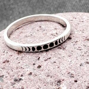 Sterling Silver Moon Phases Ring 3mm Dainty Band Size 7.5 Celestial Stamped